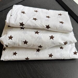 Pottery Barn Kids White and Brown Star Bedding